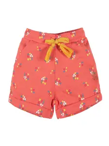 PLUM TREE Girls Floral Printed Mid Rise Pure Cotton Shorts