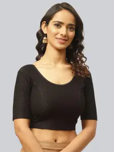 Fressia Fabrics Woven Design Round Neck Saree Blouse