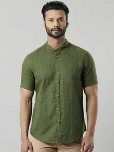 Indian Terrain Micro Ditsy Printed Chiseled Slim Fit Cotton Casual Shirt