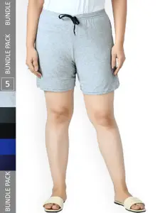IndiWeaves Women Pack Of 5 Pure Cotton Shorts