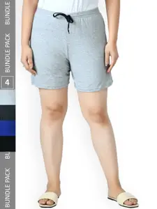 IndiWeaves Women Pack Of 4 Pure Cotton Shorts