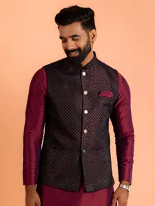 KISAH Woven Design Nehru Jacket