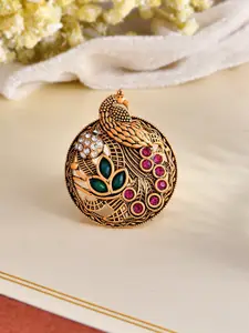 Silvermerc Designs Gold-Plated Stones-Studded Finger Ring