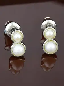 Estele Rhodium-Plated Circular Studs Earrings