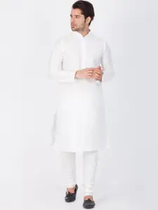 VASTRAMAY Mandarin Collar Long Sleeves Straight Kurta With Churidar