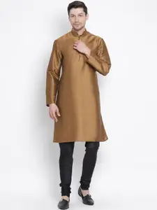 VASTRAMAY Mandarin Collar Long Sleeves Straight Kurta With Churidar