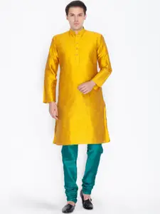 VASTRAMAY Mandarin Collar Kurta With Churidar Set