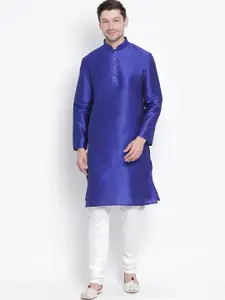 VASTRAMAY Mandarin Collar Long Sleeves Straight Kurta With Churidar