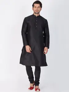 VASTRAMAY Mandarin Collar Kurta With Churidar Set