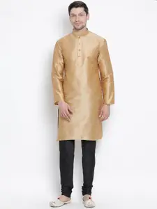VASTRAMAY Mandarin Collar Straight Kurta with Churidar