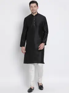 VASTRAMAY Mandarin Collar Long Sleeves Straight Kurta With Churidar