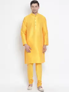 VASTRAMAY Mandarin Collar Kurta With Churidar Set