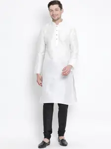 VASTRAMAY Mandarin Collar Long Sleeves Straight Kurta With Churidar
