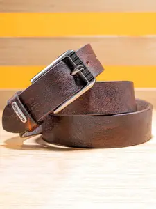 Red Tape Men Textured Leather Tang Belt