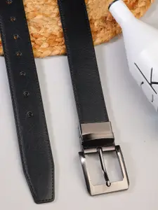 ZEVORA Men Textured Leather Reversible Belt