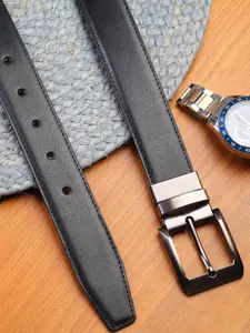 ZEVORA Men Textured Leather Reversible Belt