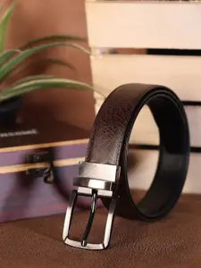 ZEVORA Men Textured Leather Reversible Belt