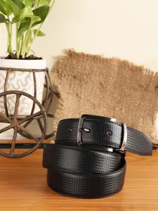 ZEVORA Men Textured Leather Reversible Belt