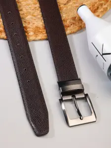 ZEVORA Men Textured Leather Reversible Belt