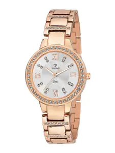 Walrus Women Embellished Dial & Rose Stainless Steel Bracelet Straps Analogue Watch