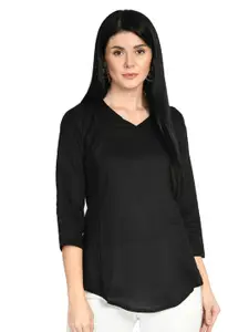 IndiWeaves  V-Neck Three-Fourth Sleeve Casual Top