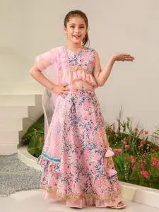 pspeaches Girls Printed Ready to Wear Lehenga & Blouse With Dupatta