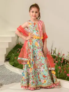 pspeaches Girls Printed Ready to Wear Lehenga & Blouse With Dupatta