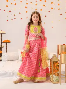 pspeaches Girls Printed Ready to Wear Lehenga Choli With Dupatta