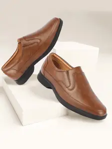 FAUSTO Men Textured Formal Slip On Shoes