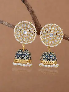 DASTOOR Brass-Plated Contemporary Jhumkas Earrings