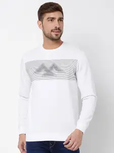 Mufti Abstract Printed Cotton Pullover Sweatshirt