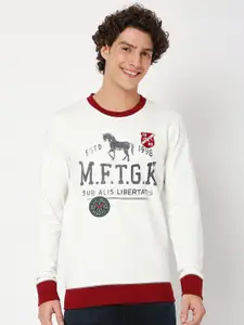 Mufti Men Plus Size Typography Printed Cotton Sweatshirt