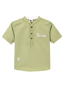 TONYBOY Boys Mandarin Collar Premium Fit Twill Pure Cotton Casual Shirt