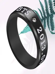 UNIVERSITY TRENDZ Men Silver-Plated Stone-Studded K-Pop Star BTS Finger Ring