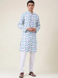 Fabindia Abstract Printed Band Collar Cotton Kurta