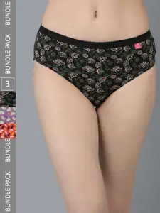 Dollar Missy Pack of 3 Deep Printed Outer Elasticated Hipster Panty MMBB-101P-R3#Z#OE3-PO3