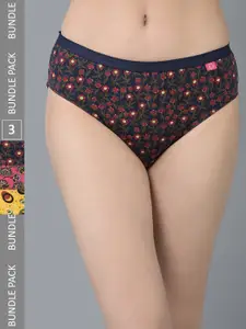 Dollar Missy Pack of 3 Deep Printed Outer Elasticated Hipster Panty MMBB-101P-R3#Z#OE2-PO3