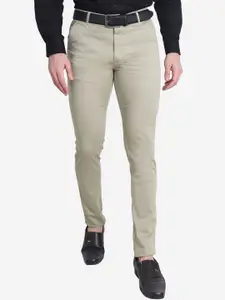 POP CULTURE Men Mid-Rise Slim Fit Easy Wash Cotton Formal Trousers