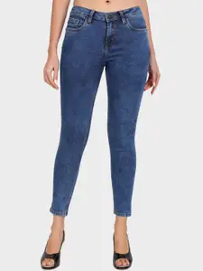 Roadster Women Blue Mid-Rise Skinny Fit Heavy Fade Clean Look Stretchable Jeans