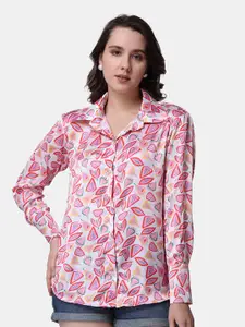 Popwings Relaxed Fit Floral Printed Satin Casual Shirt