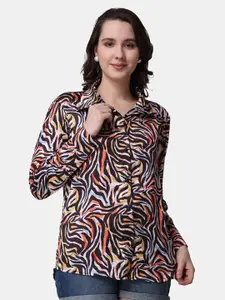 Popwings Abstract Printed Relaxed-Fit Satin Casual Shirt