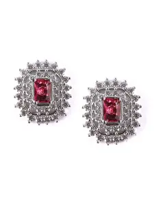 XPNSV Silver-Plated Contemporary CZ Studded Changeable Studs Earrings