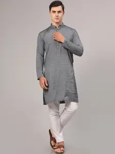 Murta Trends Men Grey Striped Regular Kurta with Pyjamas
