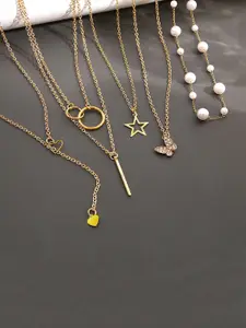 Jewels Galaxy Set Of 5 Gold-Plated Necklaces