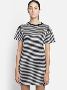 PUNK Striped Cotton T-shirt Mini Dress