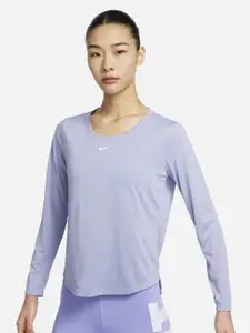 Nike Women Brand Logo Printed Dri-FIT One Standard Fit Long-Sleeve Top