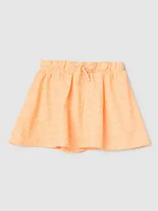 max Girls Geometric Embroidered Pure Cotton Mini Skirt
