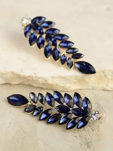 DressBerry Gold-Plated Blue Contemporary Drop Earrings