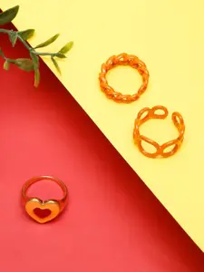 DressBerry Orange Set of 3 Finger Rings
