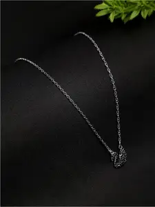 DressBerry Silver-Toned & Black Silver-Plated Necklace